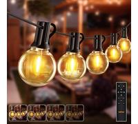 HeiPard Catena Luminosa Esterno 30m, 50 + 3 LED G40 Luci da Esterno Giardino Calde Regolabili con Telecomando | 3 Modalità + Timer | Ip45 Impermeabile per Giardino, Natale, Matrimoni
