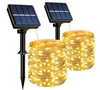 HeiPard Catena Luminosa Esterno Solare 2 Pezzi, 2 x 10M 100 LED Luci Solari da Giardino Impermeabili IP65, Lucine da Esterno Per Balcone, Terrazzo, Gazebo, Natale, Matrimonio (Luce Calda)