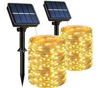 HeiPard Catena Luminosa Esterno Solare 2 Pezzi, 2x15M 150 Luci Solari
