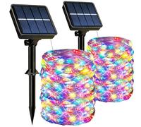 HeiPard Catena Luminosa Esterno Solare Multicolore 2 Pezzi,2x15m 150 LED, Luci Solari da Giardino Impermeabili IP65, 8 Modalità, Lucine LED Colorate per Natale, Feste, Balcone, Terrazzo, Gazebo