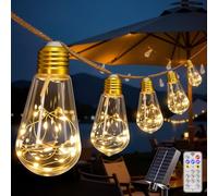 HeiPard Corda Luminosa Esterna a Energia Solare con 7,5 M&16 LED Stile S17, 8 Modalità USB-C Impermeabile per Esterni Luce Calda, IP45, Decorazione Vintage per Giardino, Balcone, Matrimoni, Feste