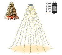HeiPard luci Albero di Natale con anello 2.5M 300LED 12 Rami Catene Luminose Esterno Interno 8 Modalità Timer Impermeabile per 200-280cm albero di Natale, Bianco Caldo