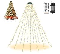 HeiPard luci Albero di Natale con anello 3M 360LED 12 Rami Catene Luminose Esterno Interno 8 Modalità Timer Impermeabile per 240-350cm albero di Natale, Bianco Caldo