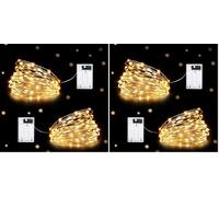HeiPard Lucine Led Decorative a Batteria, 5m 50LED Rame Filo Luci Natale Impermeabile, Lucine Decorative per Interno e Esterni, Casa, Feste, Matrimonio (2 Pezzi, Bianco caldo) (Confezione da 2)