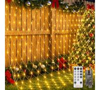 HeiPard Rete luminosa per esterni, 3 x 2 m, 210 LED bianco caldo, timer e | IP67, impermeabile, 8 modalità, funzione di memoria, illuminazione natalizia, giardino, balcone, cespugli, rete, matrimonio