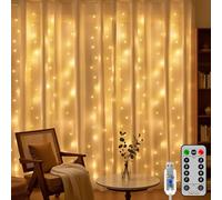 HeiPard Tenda Luminosa Natale Interno 3mx3m, 300 LED Tenda Luci Natale con 8 Modalità, Dimmer Impermeabile USB Luci Tenda Esterno Cascata per Camera da Letto, Giardino, Festa, Matrimonio(Bianco Caldo)