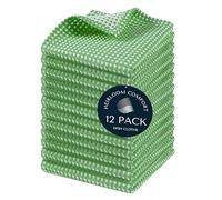 HEIRLOOM COMFORT Confezione da 12 strofinacci a nido d'ape bicolore, 30 x 30 cm, 100% cotone, super assorbenti, ad asciugatura rapida, morbidi asciugamani per la pulizia, il lavaggio, durevoli, verde