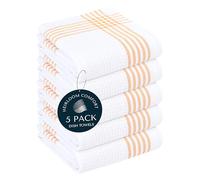 HEIRLOOM COMFORT Strofinacci da cucina a nido d'ape giallo e bianco, confezione da 5 pezzi, 100% cotone, 40,6 x 66 cm, super assorbenti, ad asciugatura rapida, riutilizzabili e morbidi per la pulizia