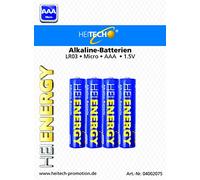 Heitech 04002075 - Batterie alcaline Micro AAA, confezione da 4, colore: Blu