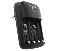 HEITECH carica batterie Ultimate 4 - AAA, AA e NiMH da 9V - Caricabatterie 4 volte per caricare e scaricare batterie ricaricabili e batterie ricaricabili - Caricabatterie rapido