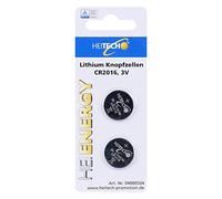 Heitech Lithium Button Cells 2 pcs, CR2016 Single-use battery Litio 3 V