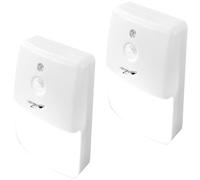 HEITECH - Luce notturna a LED con sensore di movimento, 2 pezzi, automatica, interruttore on/off, funzionamento a batteria, incluse 3 batterie AAA