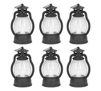 HEITIGN 6 Pezzi Lanterna d'Epoca, Lanterne LED tremolanti a Batteria, Mini Lanterne a Sospensione Decorazioni per Interni all'aperto(Nero)