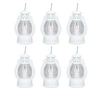 HEITIGN 6 Pezzi Lanterna d'Epoca, Lanterne LED tremolanti a Batteria, Mini Lanterne a Sospensione Decorazioni per Interni all'aperto(Bianco)