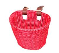 HEITIGN Cestino per Bicicletta sul Manubrio Anteriore con 2 Cinturini in Pelle Regolabili, Cesto Portaoggetti per Biciclette in Vimini per Bici per Bambini, Scooter, Triciclo (C)