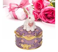 HEITIGN Vintage Faberge Egg Trinket Box Carriage Rabbit Figurine Trinket Boxes Rich Smalto Sparkly Jewellery Box Store Regali di Lusso Decorazioni per la Casa Romantiche