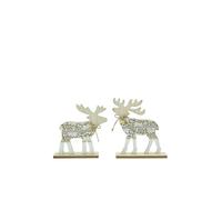 HEITMANN DECO Cervo in legno con campana, set da 2