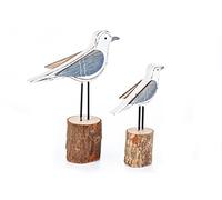 HEITMANN DECO - Figure di legno - Gabbiani su bitte - Set di 2 - Decorazione marittima e primaverile