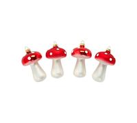 HEITMANN DECO Funghi in vetro, decorazioni per albero di Natale, 4 pezzi, rosso, bianco