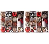 HEITMANN DECO Set di 62 palline per albero di Natale, da appendere, in plastica, colore rosso naturale e argento