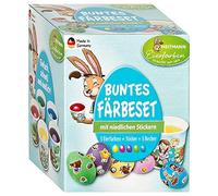 Heitmann Eierfarben Set - cinque colori freddi - compresse colorate e adesivi - volti divertenti - teste d'uovo sfacciate - decorazioni uova di Pasqua 1007239