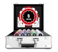 HEITOK Casino Poker Set con chip numerati 600 pezzi per carte di credito, 11,5 Gram with Playing Cards Waterproof for Texas Hold'em, Blackjack Gambling, Card Club or Late Night Poker Games