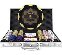 HEITOK Clay Poker Chip Set per Texas Holdem, 300pcs con Denominazioni 14g Professionale Casino Blackjack Set, una custodia di fascia alta con custodia da viaggio in alluminio