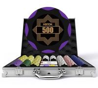 HEITOK Clay Poker Chip Set per Texas Holdem, 500 pezzi con Denominazioni 14g Professionale Casino Blackjack Set, una custodia da trasporto di fascia alta con custodia da viaggio in alluminio