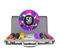 HEITOK Poker Chips Set - 300 pezzi, 11,5 g chip professionali con stampa, con valigetta in alluminio, 5 dadi e 2 giochi di carte per Texas Hold'em. Perfetto per le serate da casinò!