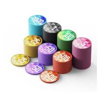 HEITOK Set da 100 pezzi Casino Poker con denominazioni, chip professionali da 11,5 g, custodia impermeabile per Texas Hold'em e Blackjack