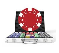 HEITOK Set di chip da poker con custodia in alluminio, 500 pezzi, chips bianchi pesati da 11,5 g inclusi 5 dadi, 2 mazzi di carte per Texas Hold'em, Blackjack e gioco d'azzardo