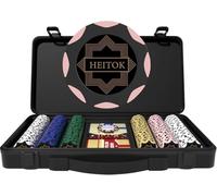 HEITOK Set Fiches Poker Clay Composite 300 pz 14g con valigetta