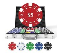 HEITOK Set Poker 500 Fiches Numerate 11,5g Valigetta Alluminio - Kit Texas Hold'em Completo con Carte, Dadi, Bottoni Dealer per Serate Casinò