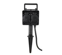 HEITRONIC Dubai - Presa da giardino a 4 vie per picchetto, 1,5 m, cavo di collegamento