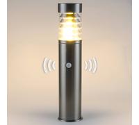 Heitronic Lampioncino con sensore Saturn, acciaio inox, altezza 50 cm Heitronic