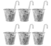HEIYUET Set di 6 Vaso portafiori in Metallo a Forma di Secchiello da Appendere, vintage, con Foro di drenaggio e Gancio, per esterno, Balcone, decorazione da Giardino
