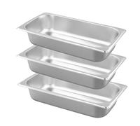 HEIYUET Teglie per impanatura in Acciaio Inox, Set di 3 Tegliette da Forno Piccole 32,5 x 17,5cm impilabili, contenitori GN 1/3 per impanatura, 6,5 cm di altezza, per la cucina