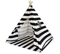 HEJ LØNNE Moritz & Tenda Indiani Bambini - Teepee Con Pavimento e Finestra per Casa Giardino (Strisce Nere)