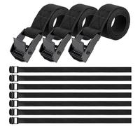 Hejo 10 PCS 65CM Set di Cinghie di Fissaggio a Cricchetto Nere, Lega Metallica Antiruggine Regolabile con Cinghie a Cricchetto a Sgancio Rapido per il Trasporto di Biciclette, Moto, Pacchi Bagagli