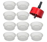 Hejo 10 Pezzi Passacavi Scrivania, Diametro 60 mm da Incastrare Copri Foro di Copertura per Organizzare Filo per Casa e Tavolo ddell’ufficio con 1 Sega a Tazza 60 mm Grigio