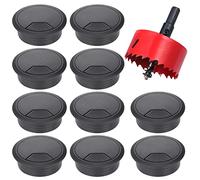 Hejo 10Pcs Passacavi Scrivania, Diametro 60 mm da Incastrare Copri Foro di Copertura per Organizzare Filo per Casa e Tavolo ddell’ufficio con 1 Sega a Tazza 60 mm