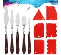 Hejo 11 Pezzi Set di Spatole per Pittura Acrilica, 5 Coltelli per Tavolozza in Acciaio inox, 6 Coltelli per Raschiare, Spatole per Colori per Pittura a Olio, Acquerello, Petroglifi