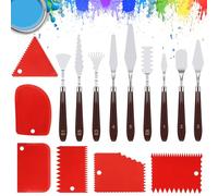 Hejo 15 Pezzi Set di Spatole per Pittura Acrilica, 9 Coltelli per Tavolozza in Acciaio inox, 6 Coltelli per Raschiare, Spatole per Colori per Pittura a Olio, Acquerello, Petroglifi.