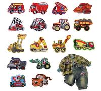 Hejo 16 Pezzi Toppe Termoadesive Bambini Adulti, Toppe per Auto dei Cartoni Animati per Tessuti, Patch Termoadesive per Vestiti, Jeans per Bambini, Pantaloni, Cappelli, Scarpe, Zaini