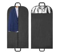 Hejo 2 Pezzi 60x120cm Porta Abiti da Viaggio,Custodie per Abiti con Maniglia,Copriabiti Antipolvere Pieghevoli,Copriabiti da Armadio,Borsa Porta Abiti da Viaggio per Abiti, Giacche, Cappotti (Nero)