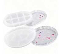 Hejo 2 Pezzi Stampo in Silicone Ovale, Stampi in Resina Epossidica con Scanalature, Stampi per Sottobicchieri in Resina, Stampi Silicone per Resina, Stampo Silicone per Realizzare Vassoi Decorativi