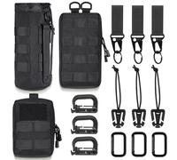 Hejo 3 Pezzi Borsello da Cintura Molle, Nylo Marsupio da Cintura, Marsupio Militare, Marsupio Sportivo per Escursionismo, Ciclismo, Alpinismo, Corsa, Sport all'aria Aperta (Nero)