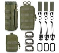 Hejo 3 Pezzi Borsello da Cintura Molle, Nylo Marsupio da Cintura, Marsupio Militare, Marsupio Sportivo per Escursionismo, Ciclismo, Alpinismo, Corsa, Sport all'aria Aperta (Verde)