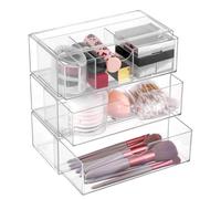 Hejo 3 Pezzi Organizer Trucchi con Cassetti,Acrilico Porta Trucchi Organizer Bagno,Semplicità Trasparenti Cassettiera Salvaspazio Trucchi,Impilabile Make Up Organizer per Camera da Letto,Bagno,Vanità