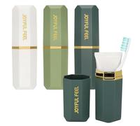 Hejo 3 Pezzi Tazza per Spazzolino da Viaggio, Set Con Spazzolino e Porta Spazzolino, Porta Spazzolino e Dentifricio da Viaggioper, Famiglia, Campeggio, Scuola (Bianco, Verde Chiaro, Verde Scuro)